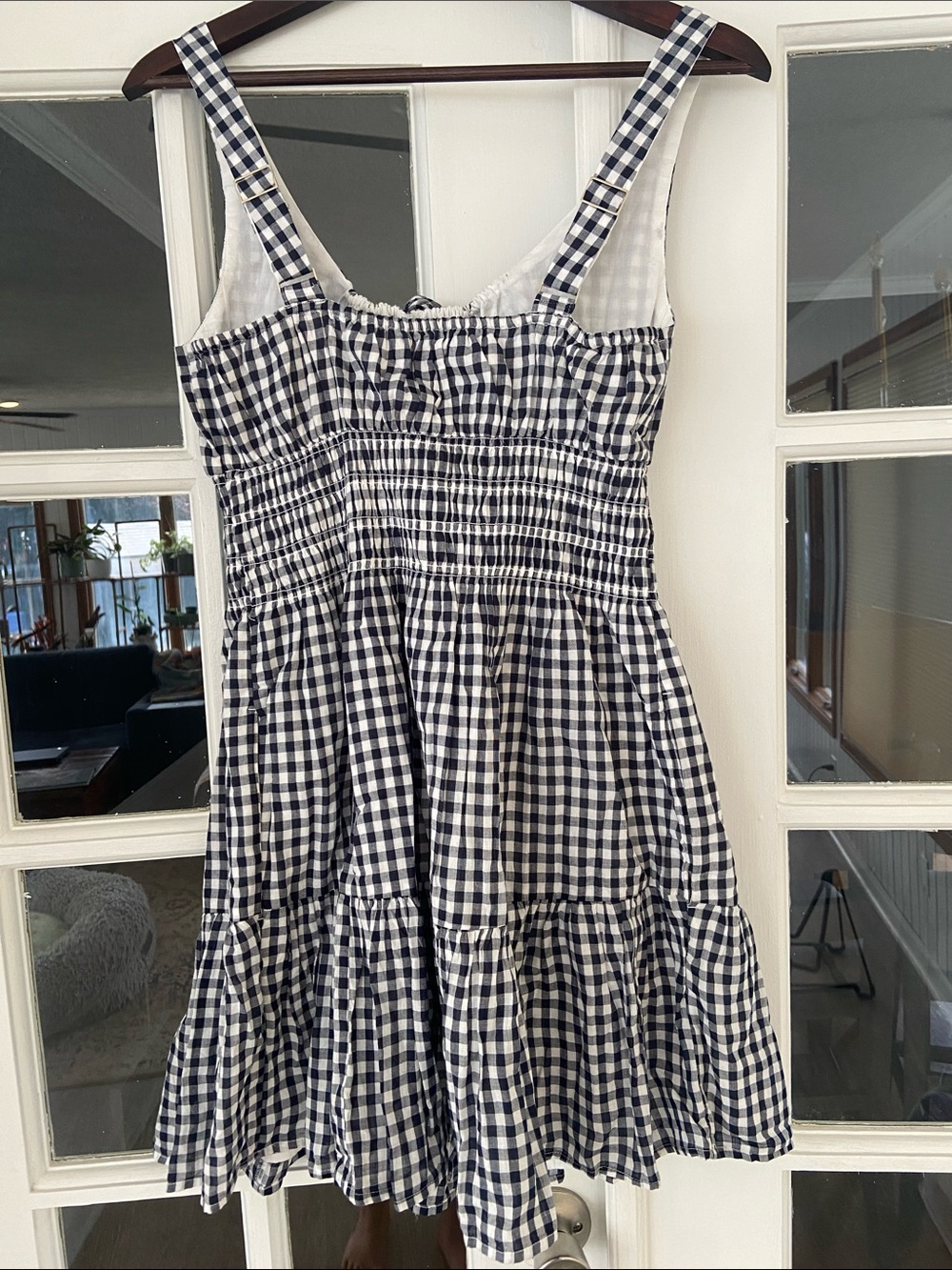 Abercrombie & Fitch Navy and White Gingham Tie-Front Dress - Picture 4 of 8
